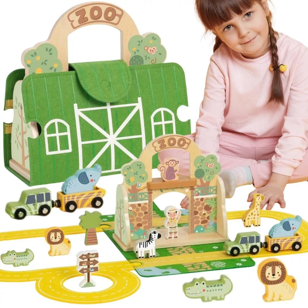 TOOKY TOY Mini ZOO Set Nešiojamų gyvūnų krepšių rinkinys